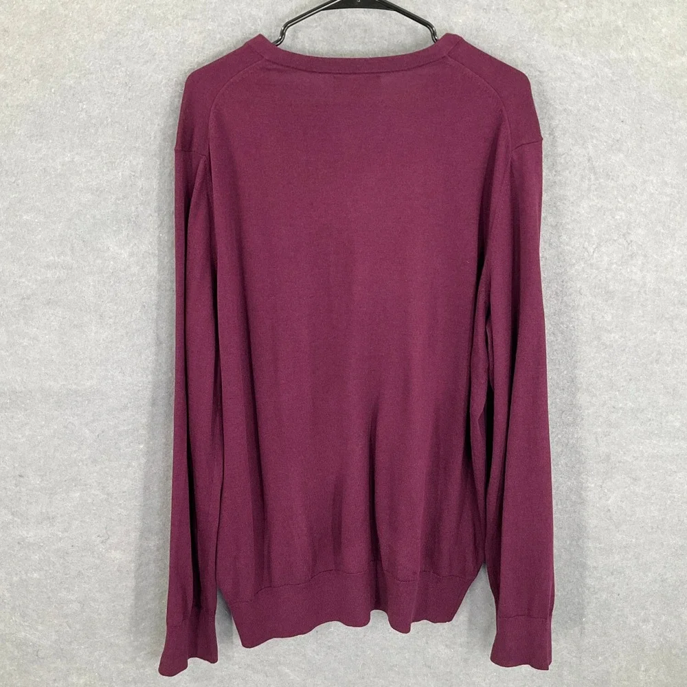 Banana Republic Luxury Blend Sweater Men XL V-Neck Maroon Silk Cotton‎ Cashmere